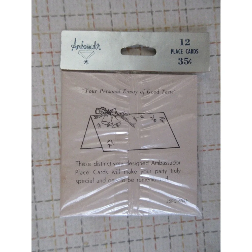 Vintage NEW Hallmark Ambassador Sealed 12 Place Cards Wedding Bells